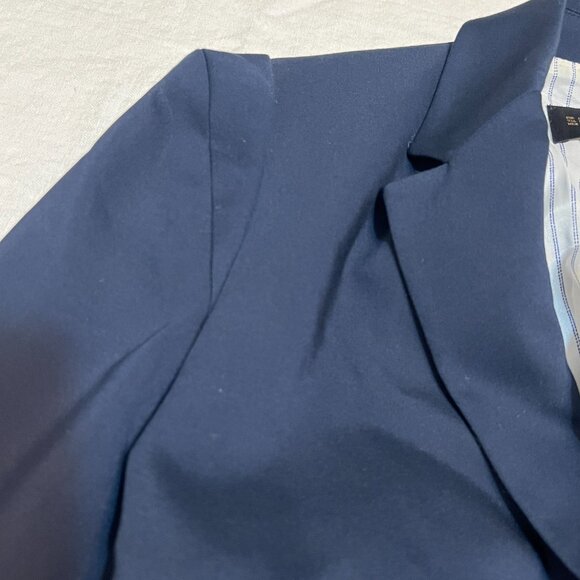 ZARA BASIC Women’s Navy Blazer Elegant Classic Fit with Stretch Fabric Work Sz L - Picture 9 of 12